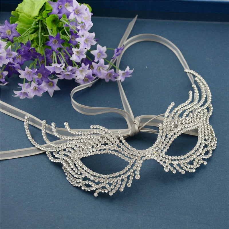 Xiwstar Princess Queen Metal Rhinestone Venetian Pretty Party Evening Prom Masquerade Mask - Image 3